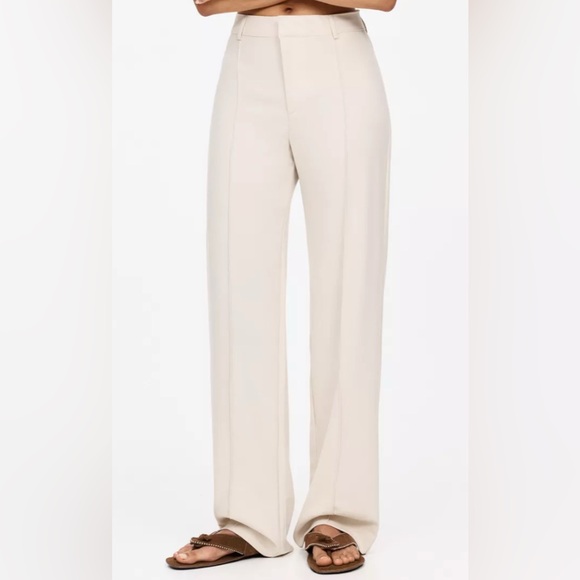 Pull & Bear High Waist Tailored Straight Leg Pants With Front and Back Seam - Picture 1 of 4